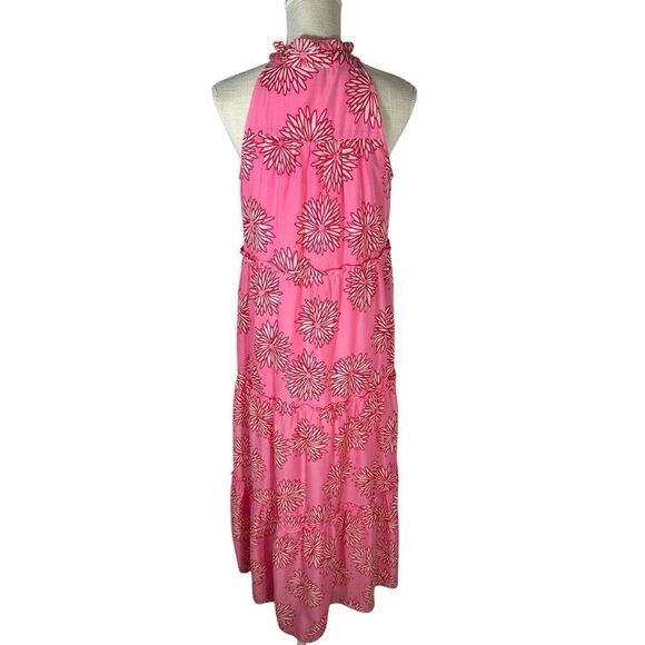 J. Marie Gorgeous Neon Pink Floral Sienna Ruffle Tiered Maxi Dress - Picture 6 of 8
